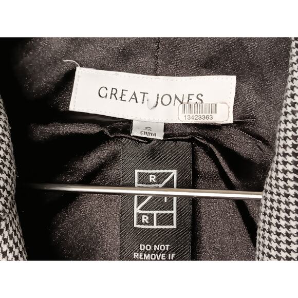 Great Jones Houndstooth Double Breasted Blazer Jacket Small Shoulder Pads - Picture 12 of 15